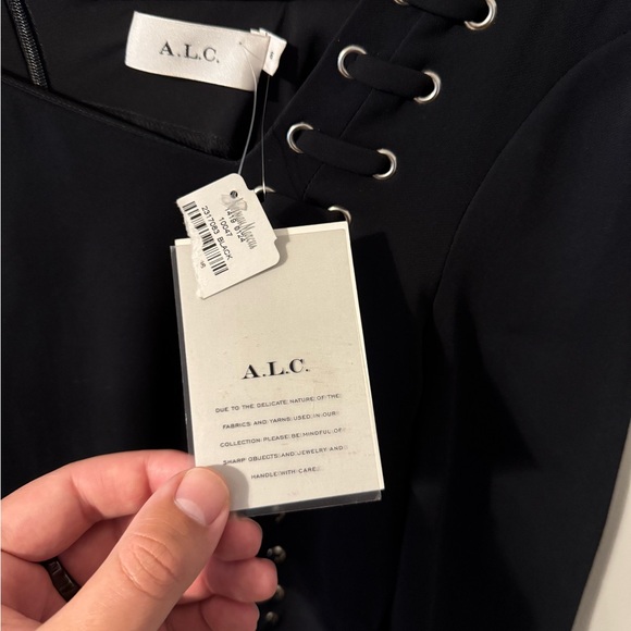 BRAND NEW!  A.L.C Black Grommet Asymmetric Dress - Picture 11 of 13